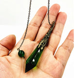 Hexagonal Pendulum Glass Bell Reiki Pendant Amulet Healing Crystal