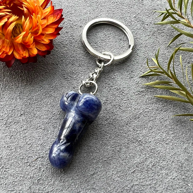 Gemstone Carved Phallus Pendant Healing Crystal Reiki Decor