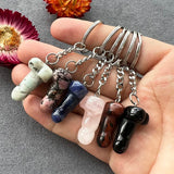 Gemstone Carved Phallus Pendant Healing Crystal Reiki Decor