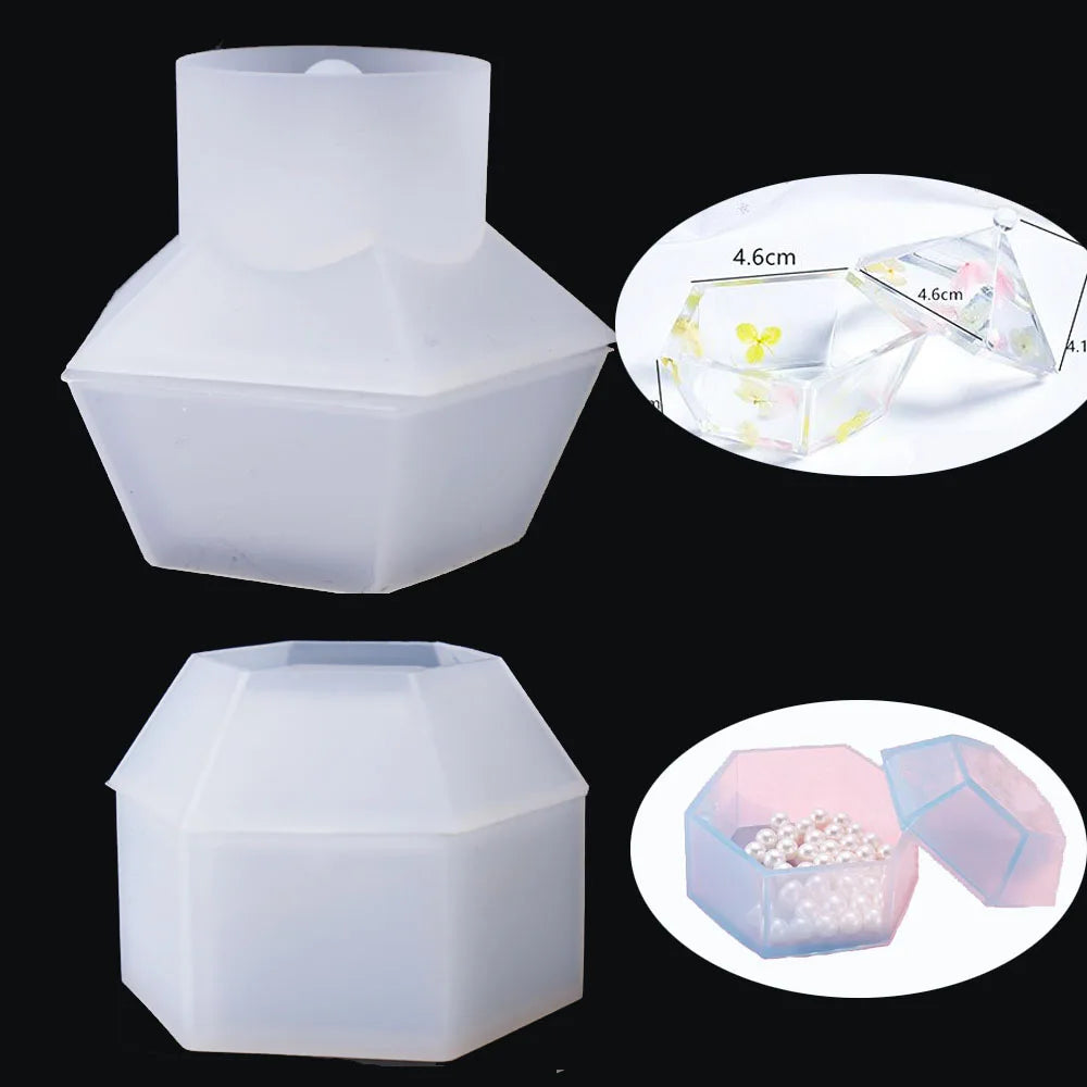 Pentagon Hexagon Storage Box Silicone Mold for Jewelry Making