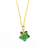 Pentagram Crystal Pendant Necklace Gradient Glass Hollow Rose Charm Jewelry