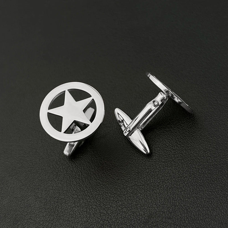 Pentagram Cufflinks Stainless Steel Wedding Star Jewelry