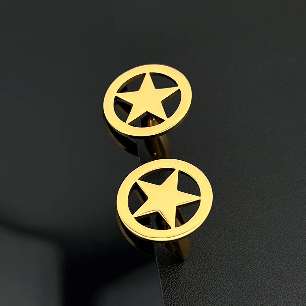 Pentagram Cufflinks Stainless Steel Wedding Star Jewelry