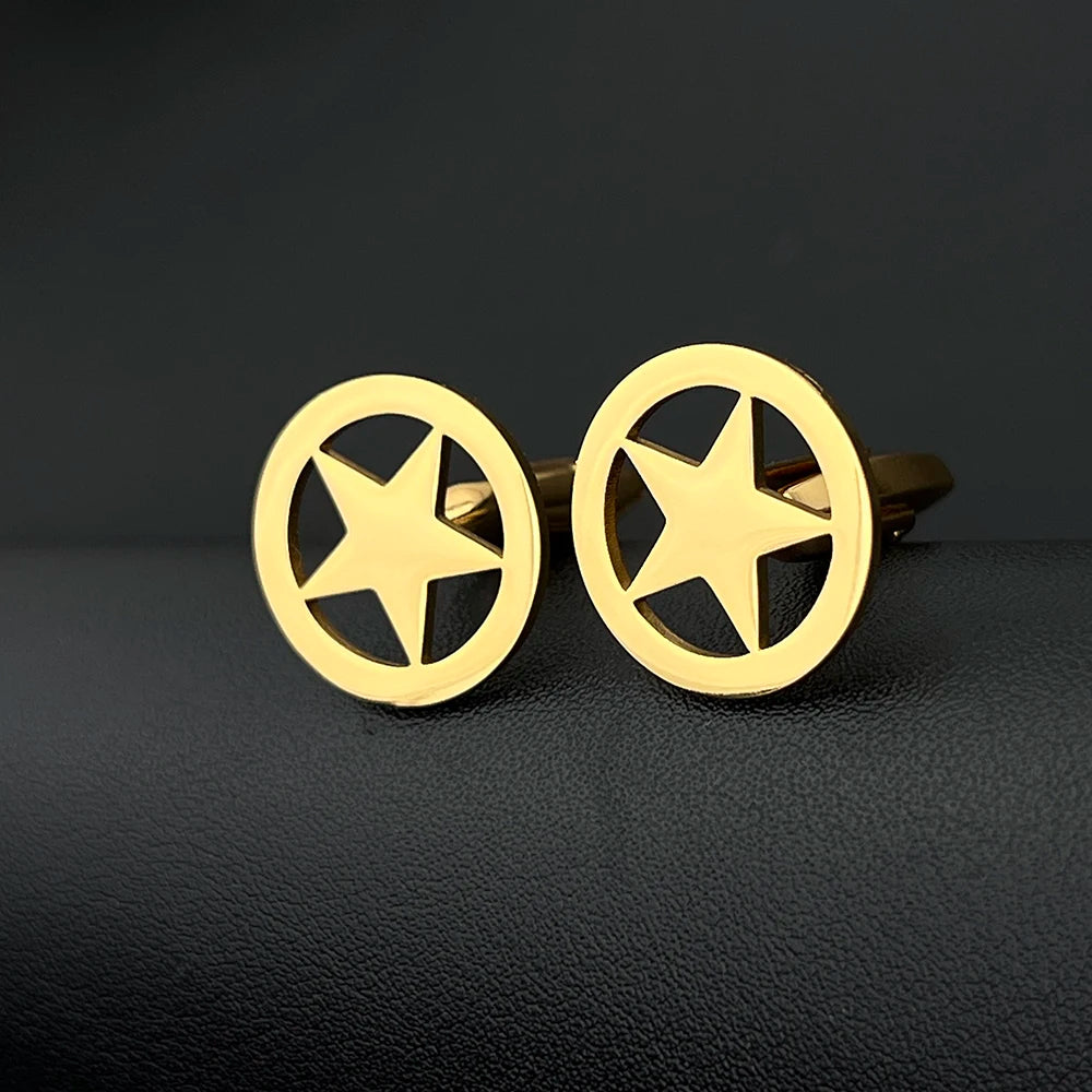 Pentagram Cufflinks Stainless Steel Wedding Star Jewelry