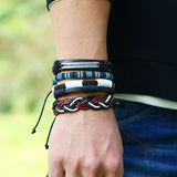Men's Stainless Steel and Leather Bracelet