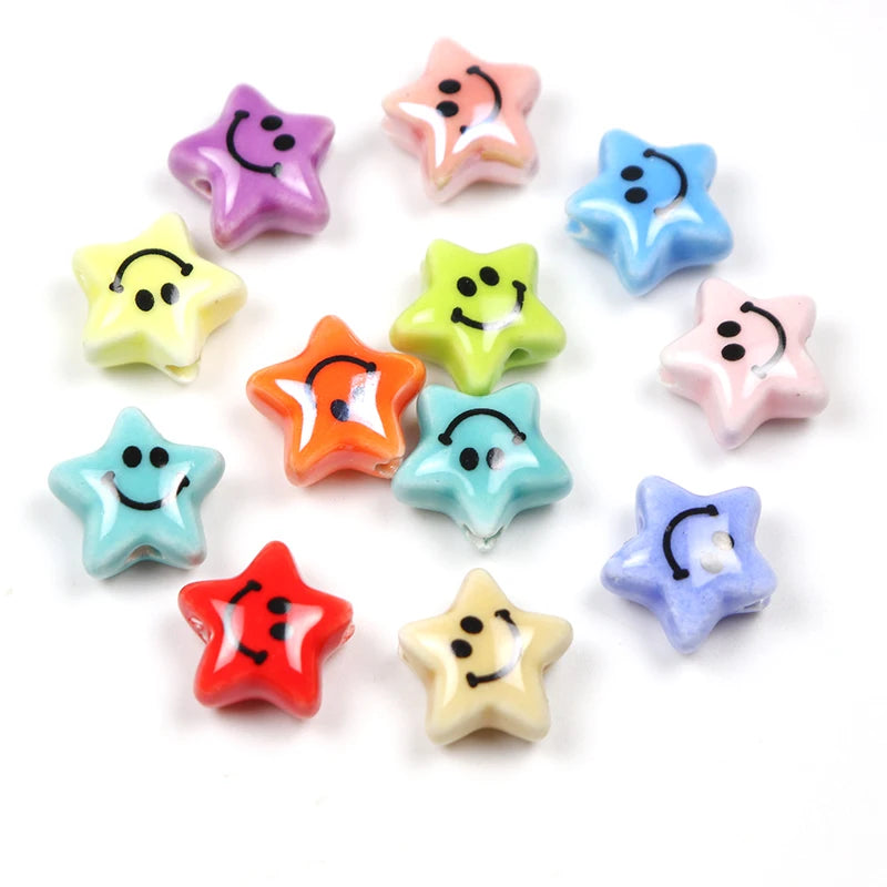 Ceramic Smiling Beads 7x14mm Multicolor for Jewelry Making