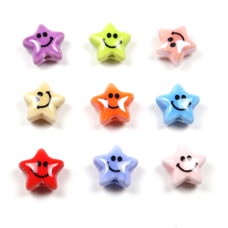 Ceramic Smiling Beads 7x14mm Multicolor for Jewelry Making