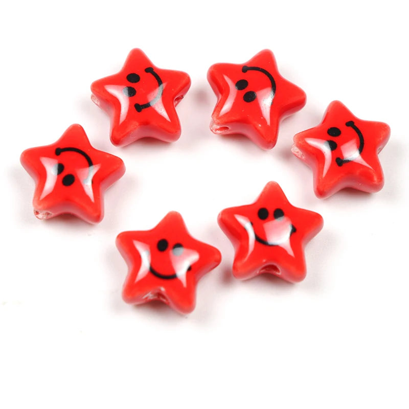 Ceramic Smiling Beads 7x14mm Multicolor for Jewelry Making