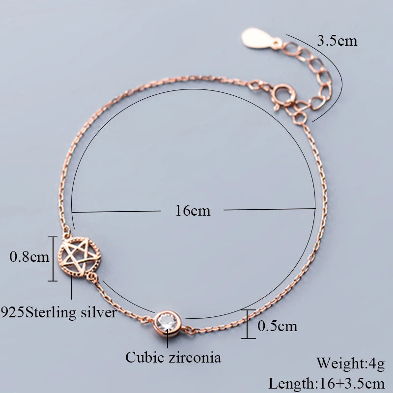 925 Sterling Silver Pentagram Star of David Bracelet