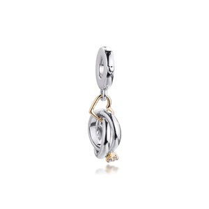 Wedding Rings Dangle Charm for Bracelets S925 Sterling Silver