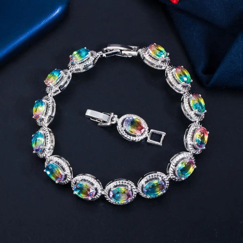 Pera Rainbow CZ Tennis Bracelet for Women B196