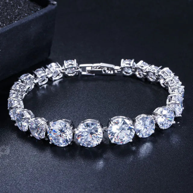 Pera Women Chain Link Bracelets with Cubic Zirconia Inlay Jewelry for Party Gift