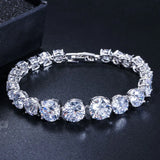 Pera Women Chain Link Bracelets with Cubic Zirconia Inlay Jewelry for Party Gift