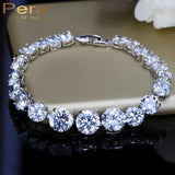 Pera Women Chain Link Bracelets with Cubic Zirconia Inlay Jewelry for Party Gift