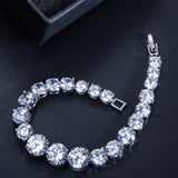 Pera Women Chain Link Bracelets with Cubic Zirconia Inlay Jewelry for Party Gift