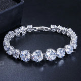 Pera Women Chain Link Bracelets with Cubic Zirconia Inlay Jewelry for Party Gift