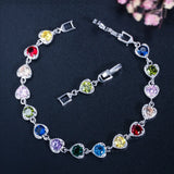 Big Cubic Zirconia Stone Heart Shape Red Bracelets Bangle for Ladies