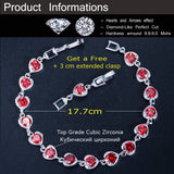 Big Cubic Zirconia Stone Heart Shape Red Bracelets Bangle for Ladies