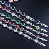 Big Cubic Zirconia Stone Heart Shape Red Bracelets Bangle for Ladies