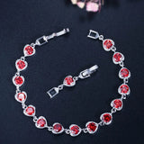 Big Cubic Zirconia Stone Heart Shape Red Bracelets Bangle for Ladies