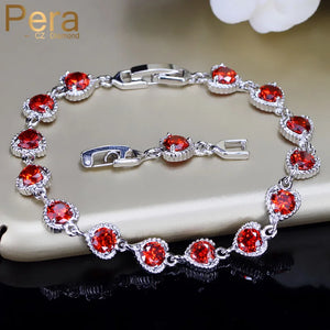 Big Cubic Zirconia Stone Heart Shape Red Bracelets Bangle for Ladies