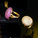 Pera Hot Pink CZ Zirconia Dubai Bridal Bands Ring R150