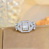Pera Square Cut CZ Crystal Open Finger Rings for Brides R099