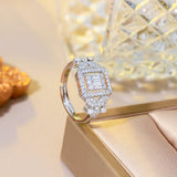 Pera Square Cut CZ Crystal Open Finger Rings for Brides R099