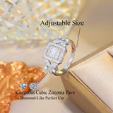 Pera Square Cut CZ Crystal Open Finger Rings for Brides R099