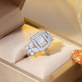 Pera Square Cut CZ Crystal Open Finger Rings for Brides R099