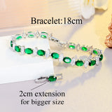 Green Oval & Marquise CZ Crystal Tennis Link Bracelet Silver Plated Hand Jewelry