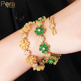 Pera Flower Leaf Charm CZ Women Tennis Bracelet Birthday Gift