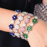 Pera Flower Leaf Charm CZ Women Tennis Bracelet Birthday Gift