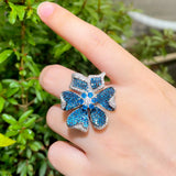 Pera Flower CZ Wedding Party Adjustable Fidget Ring R175