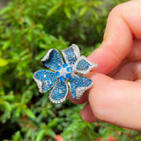 Pera Flower CZ Wedding Party Adjustable Fidget Ring R175
