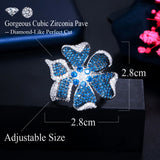 Pera Flower CZ Wedding Party Adjustable Fidget Ring R175