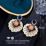 Pera Crystal Flower Dangle Earrings with Zirconia