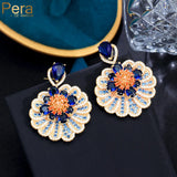 Pera Crystal Flower Dangle Earrings with Zirconia