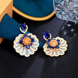 Pera Crystal Flower Dangle Earrings with Zirconia