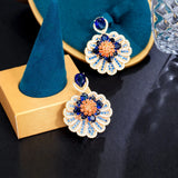 Pera Crystal Flower Dangle Earrings with Zirconia