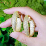 Pera Micro CZ Zircon Pave Indian Hoop Earrings for Ladies E637