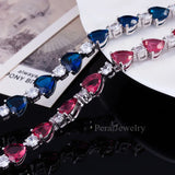 Delicate Rose Red Heart Shape CZ Bracelet For Lover B055