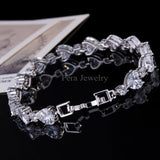 Delicate Rose Red Heart Shape CZ Bracelet For Lover B055