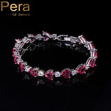 Delicate Rose Red Heart Shape CZ Bracelet For Lover B055