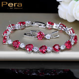 Delicate Rose Red Heart Shape CZ Bracelet For Lover B055
