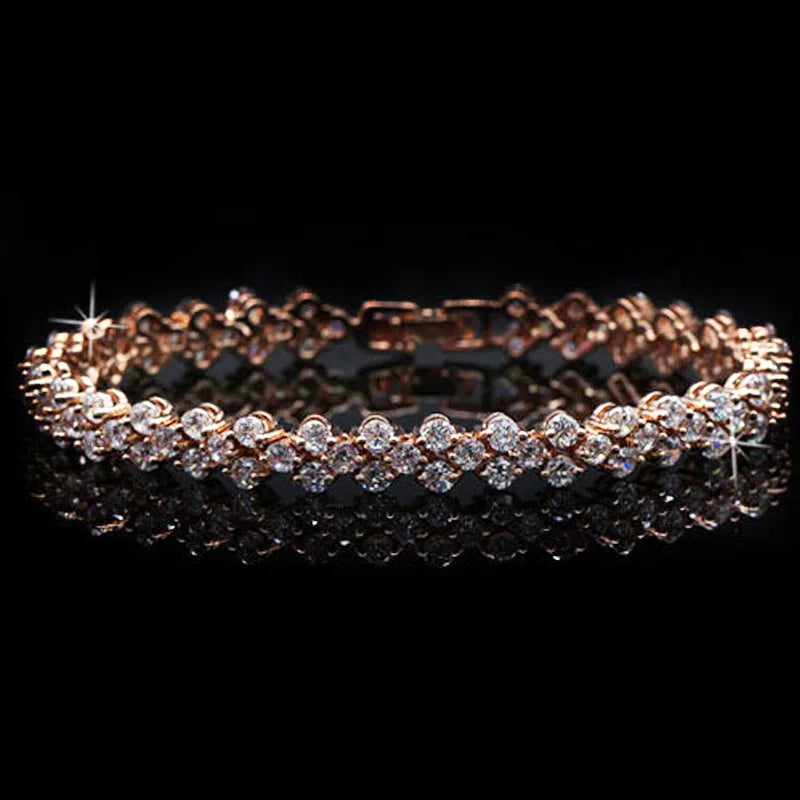 Rose Micro Pave CZ Tennis Bangle & Bracelet for Party B106