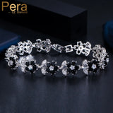 Pera Cubic Zirconia Flower Bracelet for Women Party Jewelry B051