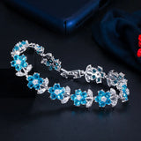 Pera Cubic Zirconia Flower Bracelet for Women Party Jewelry B051