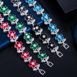 Pera Cubic Zirconia Flower Bracelet for Women Party Jewelry B051