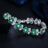 Pera Cubic Zirconia Flower Bracelet for Women Party Jewelry B051